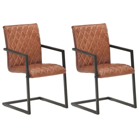 Cantilever dining chairs 2 units brown genuine leather by , dining chairs - Ref: Foro24-321843, Price: 287,48 €, Discount: %