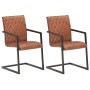 Cantilever dining chairs 2 units brown genuine leather by , dining chairs - Ref: Foro24-321843, Price: 292,43 €, Discount: %