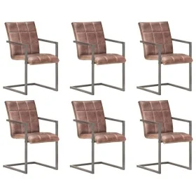 Freischwinger-Esszimmerstuhl, 6-tlg., gealtertes braunes Echtleder von , Essstühle - Ref: Foro24-3067131, Preis: 873,70 €, Ra...