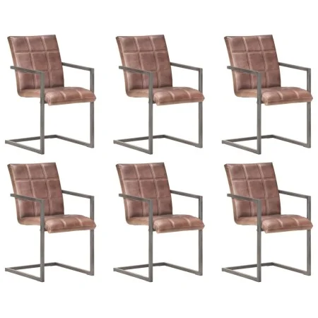 Silla voladiza comedor 6 uds cuero auténtico marrón envejecido de , Sillas de comedor - Ref: Foro24-3067131, Precio: 873,58 €...