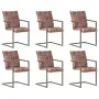 Silla voladiza comedor 6 uds cuero auténtico marrón envejecido de , Sillas de comedor - Ref: Foro24-3067131, Precio: 873,58 €...