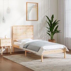 Estructura de cama madera maciza 75x190 cm