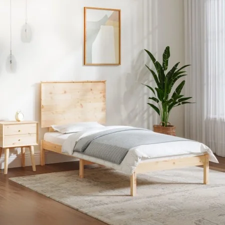 Solid wood bed frame 75x190 cm by , Beds and slatted bases - Ref: Foro24-3104763, Price: 83,74 €, Discount: %