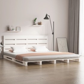 Estructura de cama madera maciza de pino blanco 140x200 cm