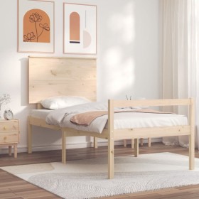 Cama para personas mayores con cabecero madera maciza 100x200cm