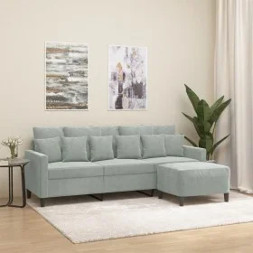 3-seater sofa with light gray velvet stool 180 cm by , Sofas - Ref: Foro24-3201107, Price: 297,15 €, Discount: %