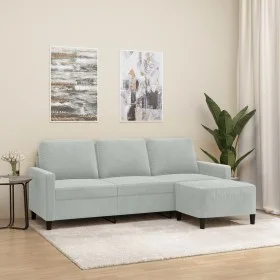 3-seater sofa with light gray velvet stool 180 cm by , Sofas - Ref: Foro24-3201055, Price: 346,62 €, Discount: %