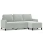 3-Sitzer-Sofa mit hellgrauem Samthocker 180 cm von , Sofas - Ref: Foro24-3201055, Preis: 346,62 €, Rabatt: %