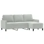 3-Sitzer-Sofa mit hellgrauem Samthocker 180 cm von , Sofas - Ref: Foro24-3201055, Preis: 346,62 €, Rabatt: %