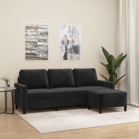 3-seater sofa with black velvet stool 180 cm by , Sofas - Ref: Foro24-3201060, Price: 345,68 €, Discount: %