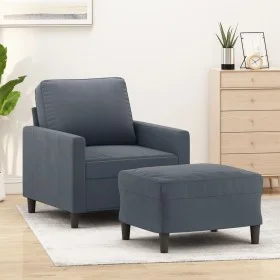 Dark gray velvet armchair with stool 60 cm by , Sofas - Ref: Foro24-3201046, Price: 178,32 €, Discount: %