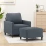 Dunkelgrauer Samtsessel mit Hocker 60 cm von , Sofas - Ref: Foro24-3201046, Preis: 178,34 €, Rabatt: %