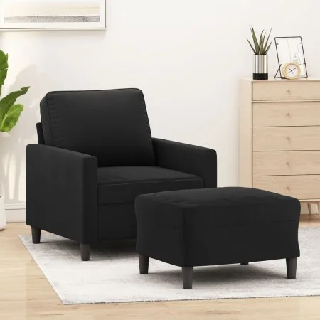 Schwarzer Samtsessel mit Hocker 60 cm von , Sofas - Ref: Foro24-3201050, Preis: 203,50 €, Rabatt: %