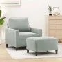 Light gray velvet armchair with footstool, 60 cm by , Sofas - Ref: Foro24-3201045, Price: 173,37 €, Discount: %