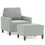 Hellgrauer Samtsessel mit Hocker 60 cm von , Sofas - Ref: Foro24-3201045, Preis: 173,39 €, Rabatt: %