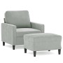 Light gray velvet armchair with footstool, 60 cm by , Sofas - Ref: Foro24-3201045, Price: 175,86 €, Discount: %