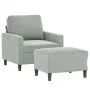 Light gray velvet armchair with footstool, 60 cm by , Sofas - Ref: Foro24-3201045, Price: 173,37 €, Discount: %