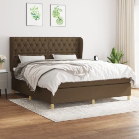 Box spring bed with dark brown fabric mattress 160x200 cm by , Beds and slatted bases - Ref: Foro24-3128776, Price: 575,10 €,...