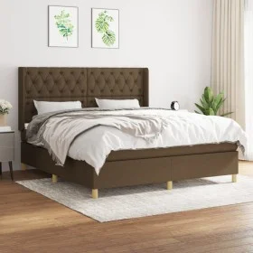 Box spring bed with dark brown fabric mattress 160x200 cm by , Beds and slatted bases - Ref: Foro24-3132244, Price: 595,90 €,...