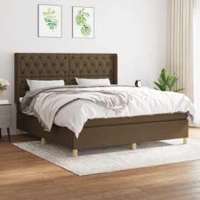 Cama box spring con colchón tela marrón oscuro 160x200 cm de , Camas y somieres - Ref: Foro24-3132244, Precio: 578,16 €, Desc...