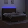 Box spring bed mattress LED lights dark brown fabric 160x200cm by , Beds and slatted bases - Ref: Foro24-3138968, Price: 546,...
