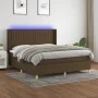 Box spring bed mattress LED lights dark brown fabric 160x200cm by , Beds and slatted bases - Ref: Foro24-3139048, Price: 545,...