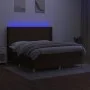 Box spring bed mattress LED lights dark brown fabric 160x200cm by , Beds and slatted bases - Ref: Foro24-3139048, Price: 545,...