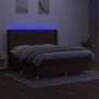 Boxspringbettmatratze LED-Leuchten dunkelbrauner Stoff 160x200cm von , Betten und Lattenroste - Ref: Foro24-3139048, Preis: 5...
