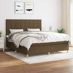 Box spring bed with dark brown fabric mattress 160x200 cm by , Beds and slatted bases - Ref: Foro24-3142348, Price: 543,25 €,...