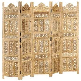 Hand-carved solid mango wood 5-panel room divider 200x165 cm by , Room dividers - Ref: Foro24-285317, Price: 311,43 €, Discou...