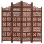 Hand-carved 4-panel room divider made of brown mango wood, measuring 160x165 cm. by , Room dividers - Ref: Foro24-285329, Pri...