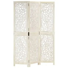 Handgeschnitzter 3-Panel-Paravent mit weißem Mangoholz 120x165 cm von , Raumteiler - Ref: Foro24-285336, Preis: 184,07 €, Rab...