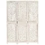 Biombo 3 paneles tallado a mano madera mango blanco 120x165 cm de , Divisores de ambientes - Ref: Foro24-285336, Precio: 184,...