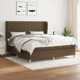 Box spring bed with dark brown fabric mattress 160x200 cm by , Beds and slatted bases - Ref: Foro24-3128616, Price: 544,05 €,...