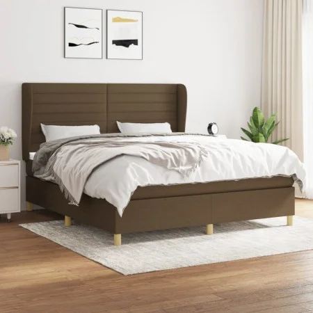 Box spring bed with dark brown fabric mattress 160x200 cm by , Beds and slatted bases - Ref: Foro24-3128616, Price: 544,05 €,...
