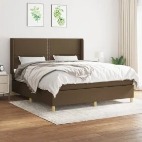 Box spring bed with dark brown fabric mattress 160x200 cm by , Beds and slatted bases - Ref: Foro24-3131924, Price: 524,86 €,...