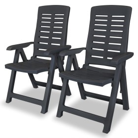 Reclining garden chairs, anthracite grey plastic, 2 units by vidaXL, Garden chairs - Ref: Foro24-43897, Price: 137,06 €, Disc...