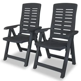 Reclining garden chairs, anthracite grey plastic, 2 units by vidaXL, Garden chairs - Ref: Foro24-43897, Price: 146,64 €, Disc...