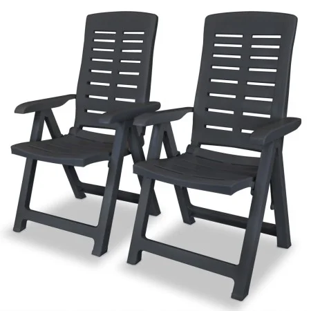 Reclining garden chairs, anthracite grey plastic, 2 units by vidaXL, Garden chairs - Ref: Foro24-43897, Price: 146,22 €, Disc...