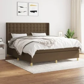 Box spring bed with dark brown fabric mattress 160x200 cm by , Beds and slatted bases - Ref: Foro24-3132324, Price: 548,32 €,...