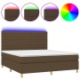 Box spring bed mattress LED lights dark brown fabric 160x200cm by , Beds and slatted bases - Ref: Foro24-3135528, Price: 515,...