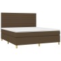 Box spring bed mattress LED lights dark brown fabric 160x200cm by , Beds and slatted bases - Ref: Foro24-3135528, Price: 515,...