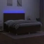 Box spring bed mattress LED lights dark brown fabric 160x200cm by , Beds and slatted bases - Ref: Foro24-3135528, Price: 541,...