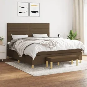 Box spring bed with dark brown fabric mattress 160x200 cm by , Beds and slatted bases - Ref: Foro24-3137248, Price: 575,60 €,...