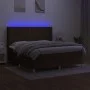 Box spring bed mattress LED lights dark brown fabric 160x200cm by , Beds and slatted bases - Ref: Foro24-3138808, Price: 532,...