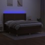 Cama box spring colchón luces LED tela marrón oscuro 160x200cm de , Camas y somieres - Ref: Foro24-3138808, Precio: 517,08 €,...