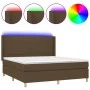 Boxspringbettmatratze LED-Leuchten dunkelbrauner Stoff 160x200cm von , Betten und Lattenroste - Ref: Foro24-3138888, Preis: 5...
