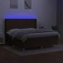 Boxspringbettmatratze LED-Leuchten dunkelbrauner Stoff 160x200cm von , Betten und Lattenroste - Ref: Foro24-3138888, Preis: 5...