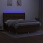 Box spring bed mattress LED lights dark brown fabric 160x200cm by , Beds and slatted bases - Ref: Foro24-3139128, Price: 576,...