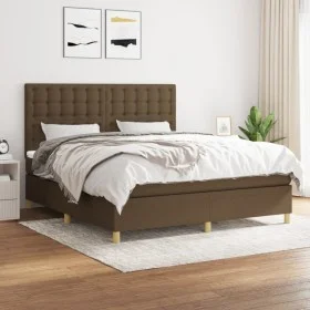 Box spring bed with dark brown fabric mattress 160x200 cm by , Beds and slatted bases - Ref: Foro24-3142668, Price: 541,58 €,...